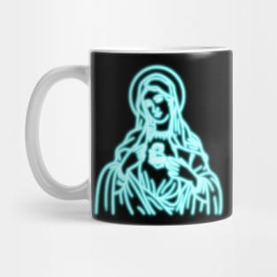 Blue Neon Virgin Mary Mug